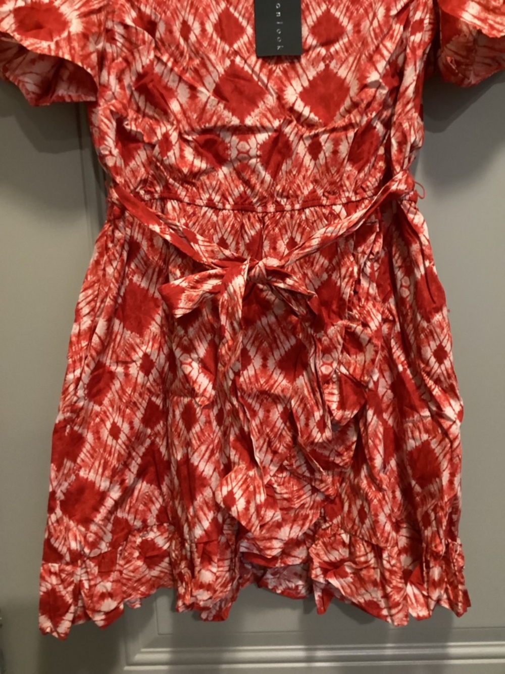 GIBSONLOOK Batik Print Flutter Sleeve Cotton Poplin Dress - Picture 8 of 16